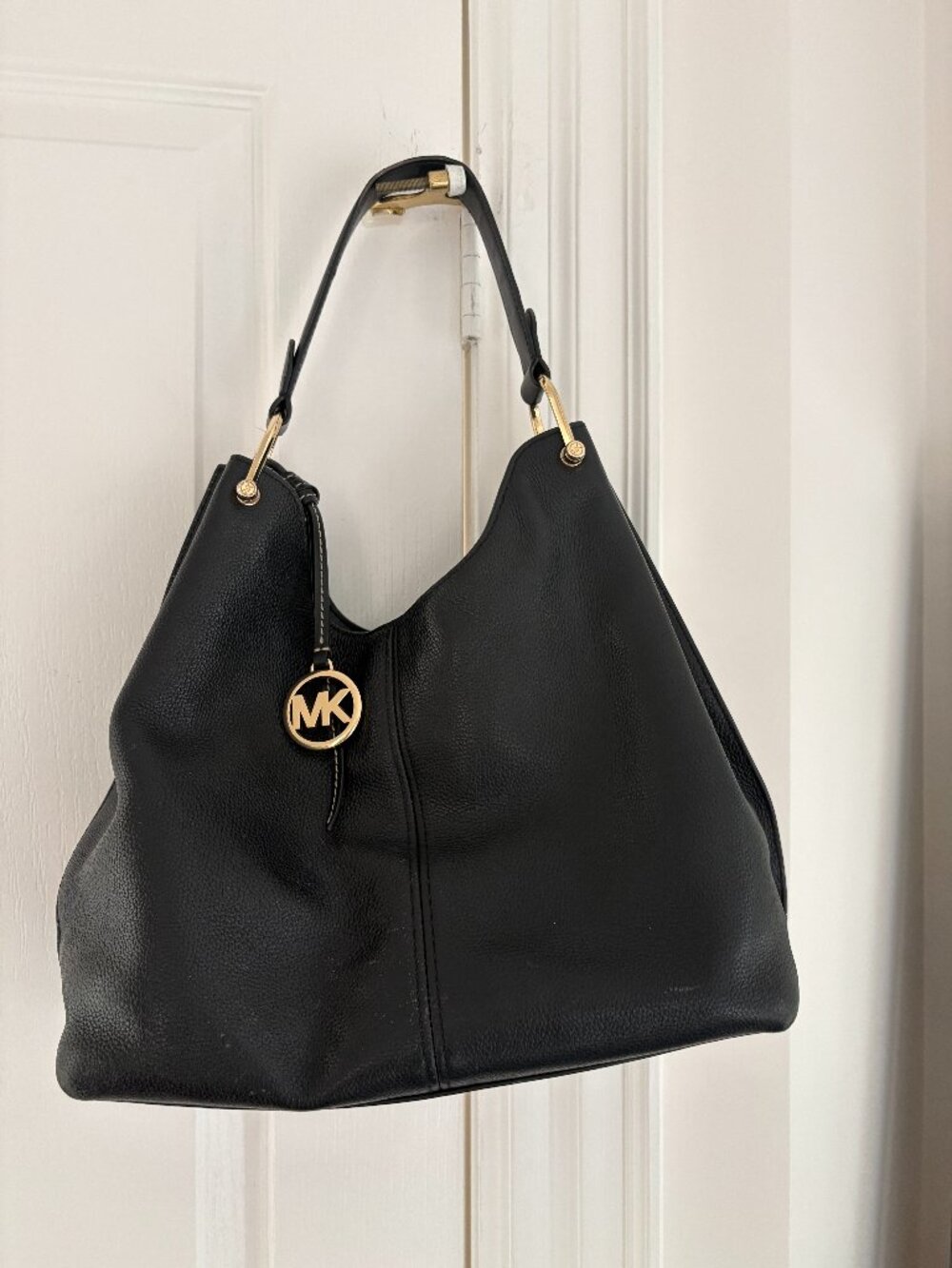 Michael Kors Black Leather Purse with gold accents